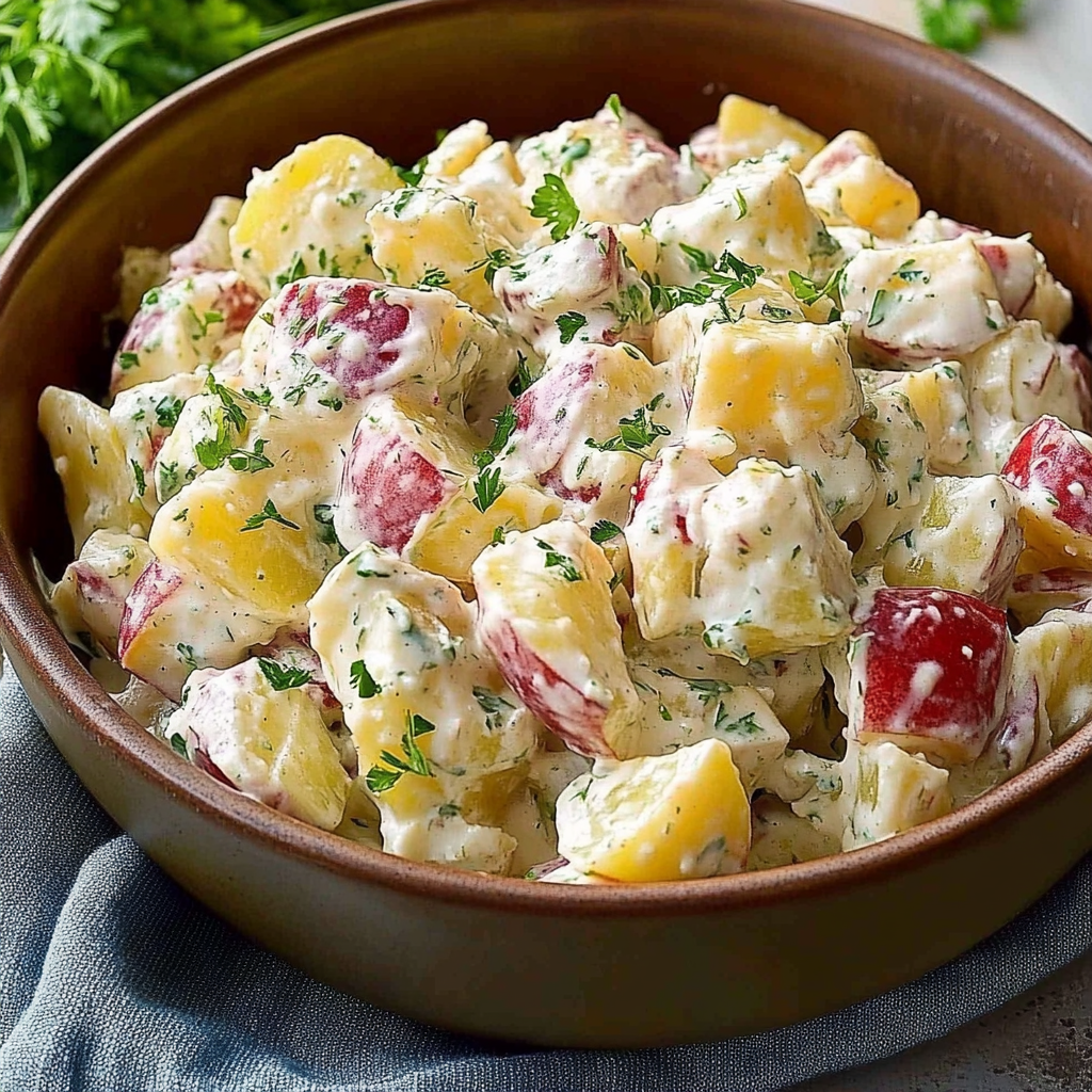 Recipe preparation for Creamy Red Potato Salad