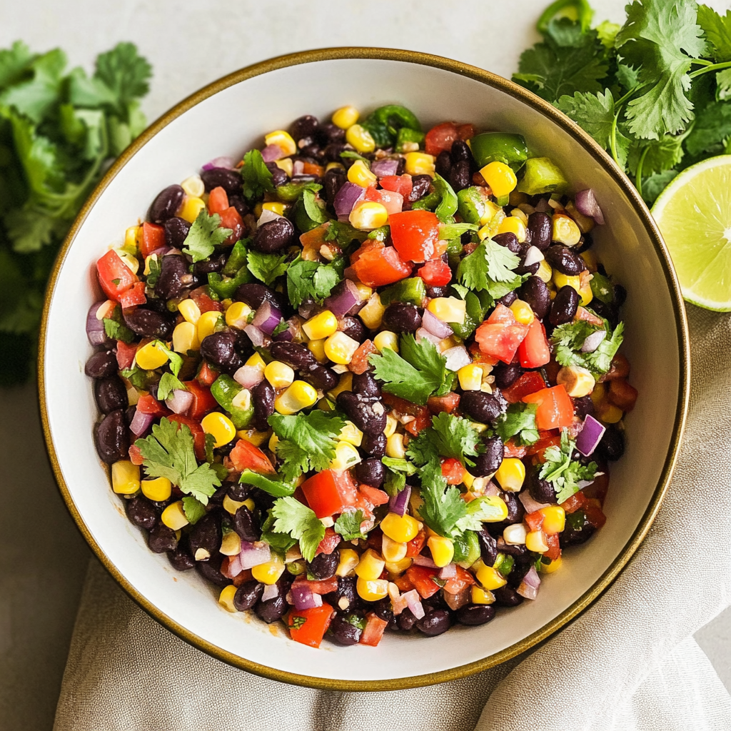Recipe preparation for Zesty Black Bean Corn Salsa
