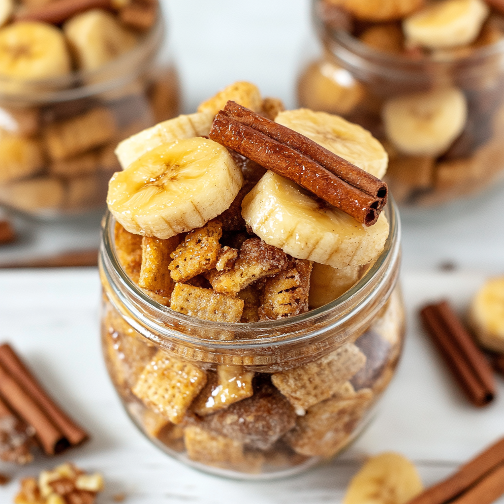 Recipe preparation for Banana Foster Chex Mix