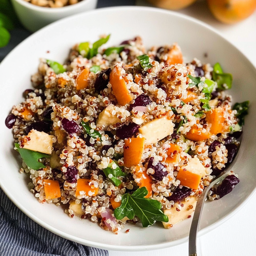 Recipe preparation for Cozy Fall Harvest Quinoa Salad