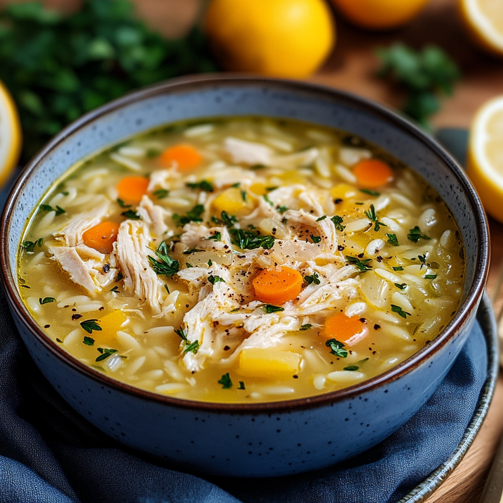 Recipe preparation for Lemon Chicken Soup with Orzo