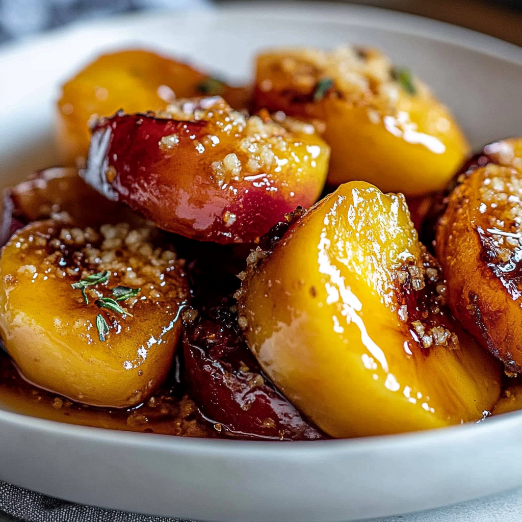 Recipe preparation for Healthy Honey Roasted Peaches