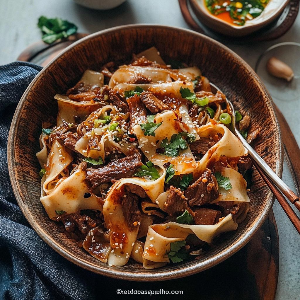Recipe preparation for Spicy Cumin Lamb Noodles