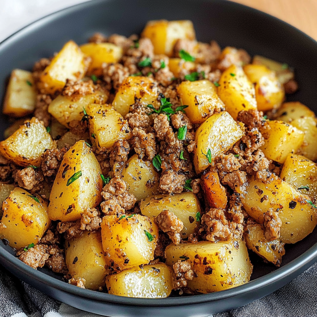 Recipe preparation for Ground Turkey with Potatoes