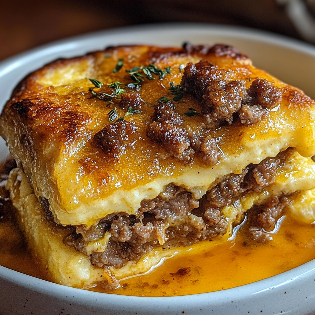 Recipe preparation for Pancake Sausage Breakfast Bake