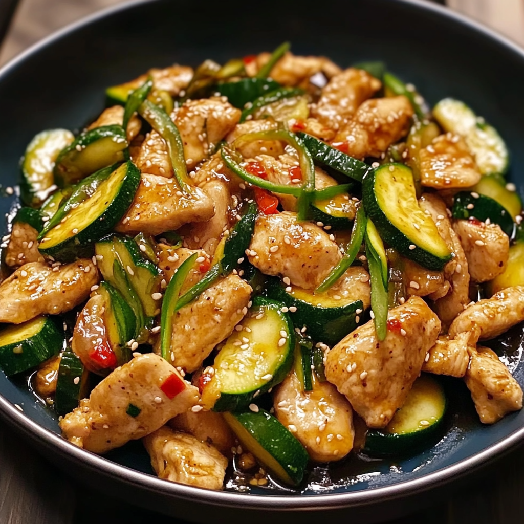 Recipe preparation for Chicken Zucchini Stir Fry
