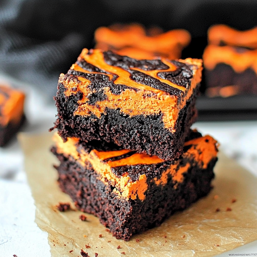 Recipe preparation for Halloween Swirl Cream Cheese Brownies