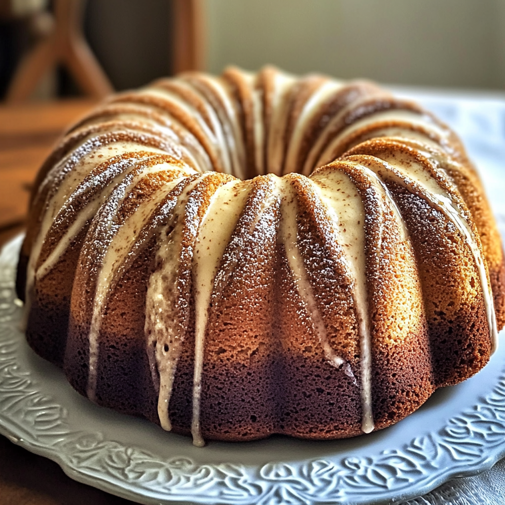 Recipe preparation for Cinnamon Swirl Bundt Cake