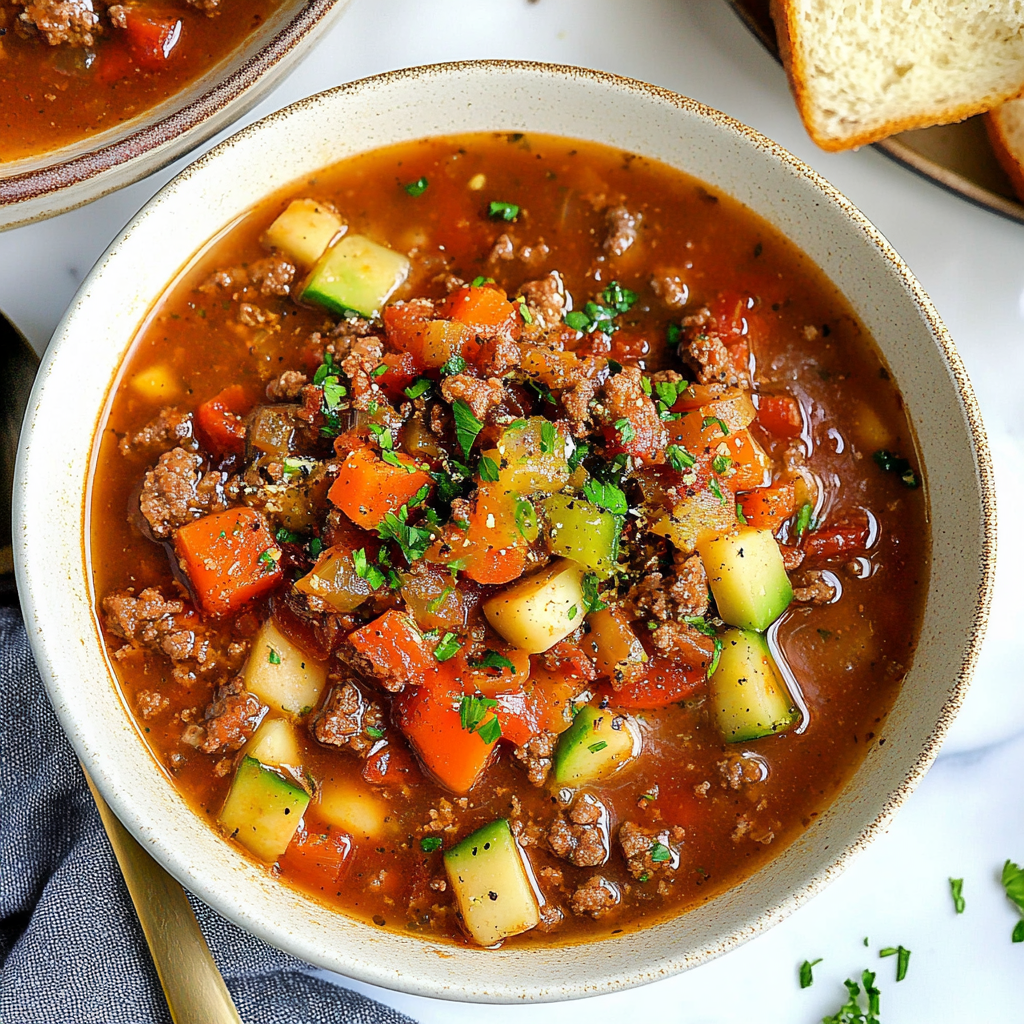Recipe preparation for Hamburger Soup