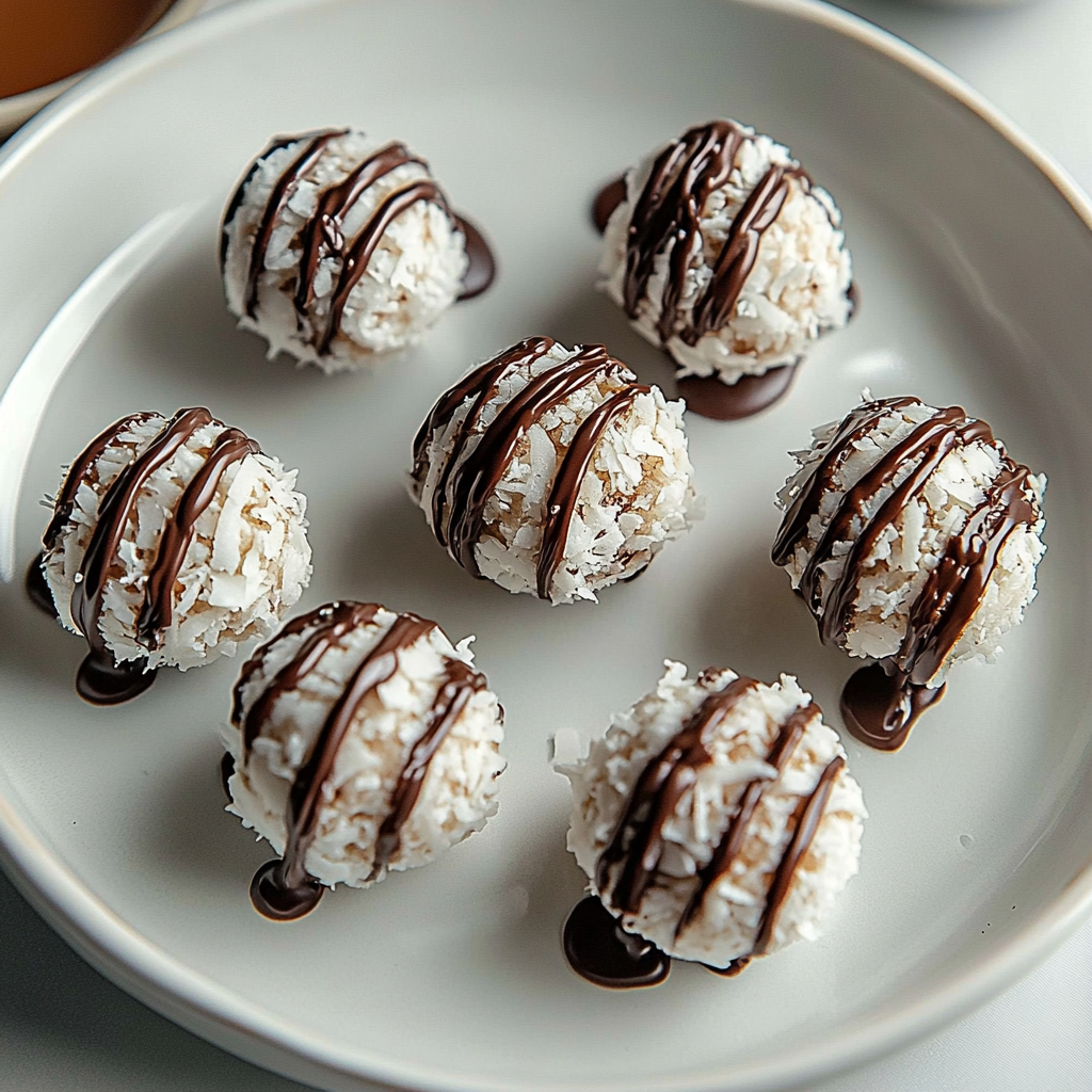 Recipe preparation for Coconut Cookie Balls with Chocolate Centers
