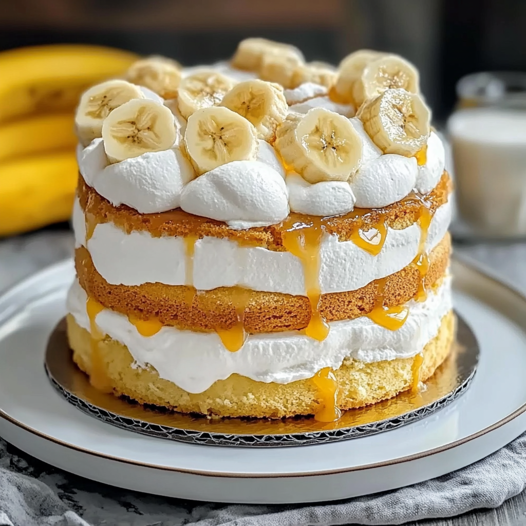 Recipe preparation for Banana Cream Cake