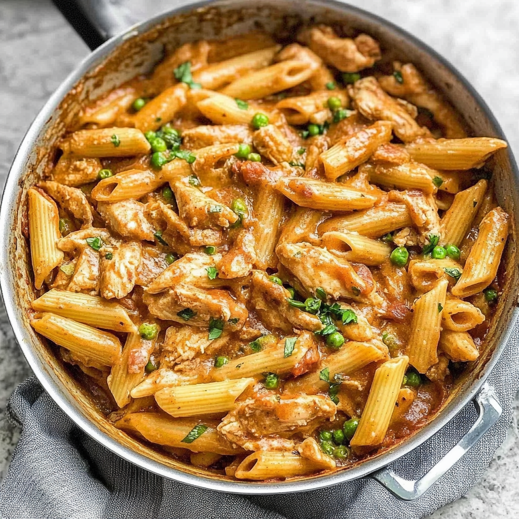 Recipe preparation for Cajun Cream Cheese Chicken Pasta Bake