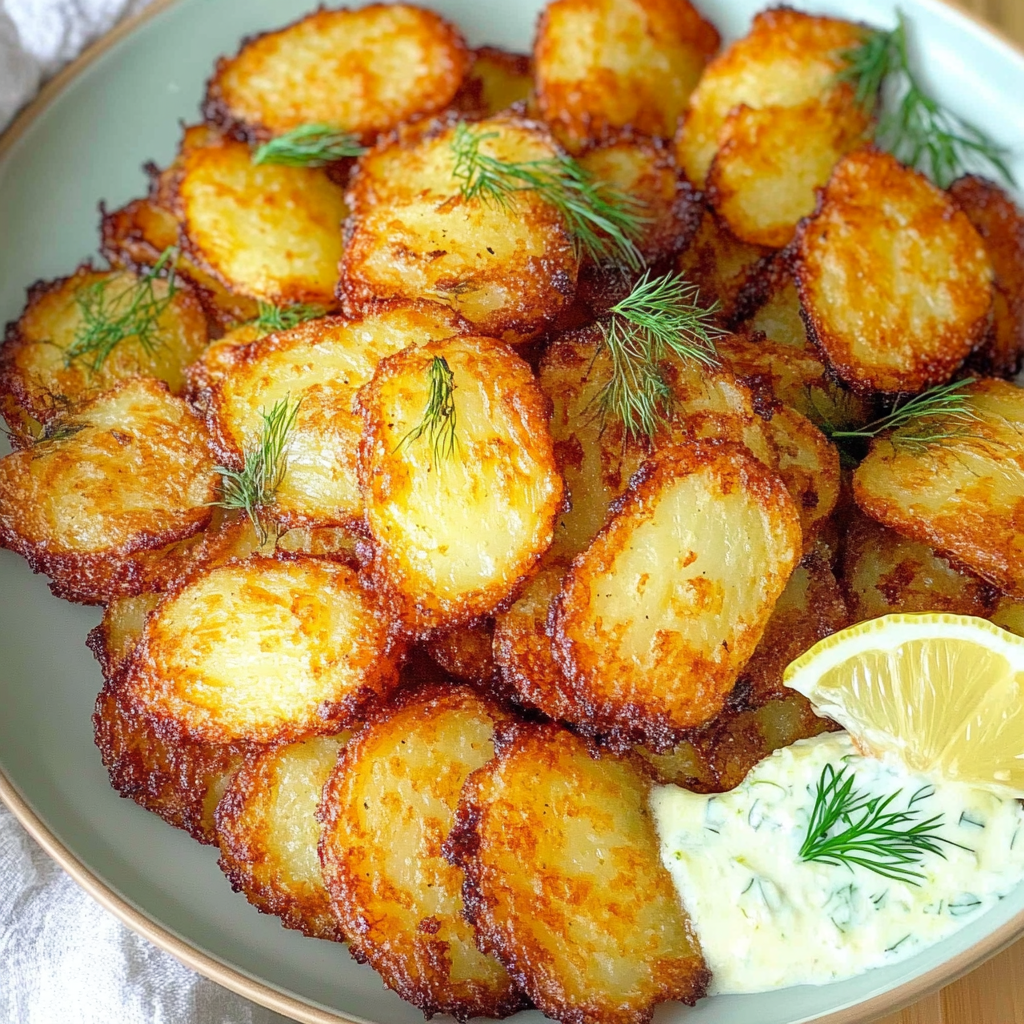 Recipe preparation for Crispy Lemon Potatoes with Dill Whipped Ricotta