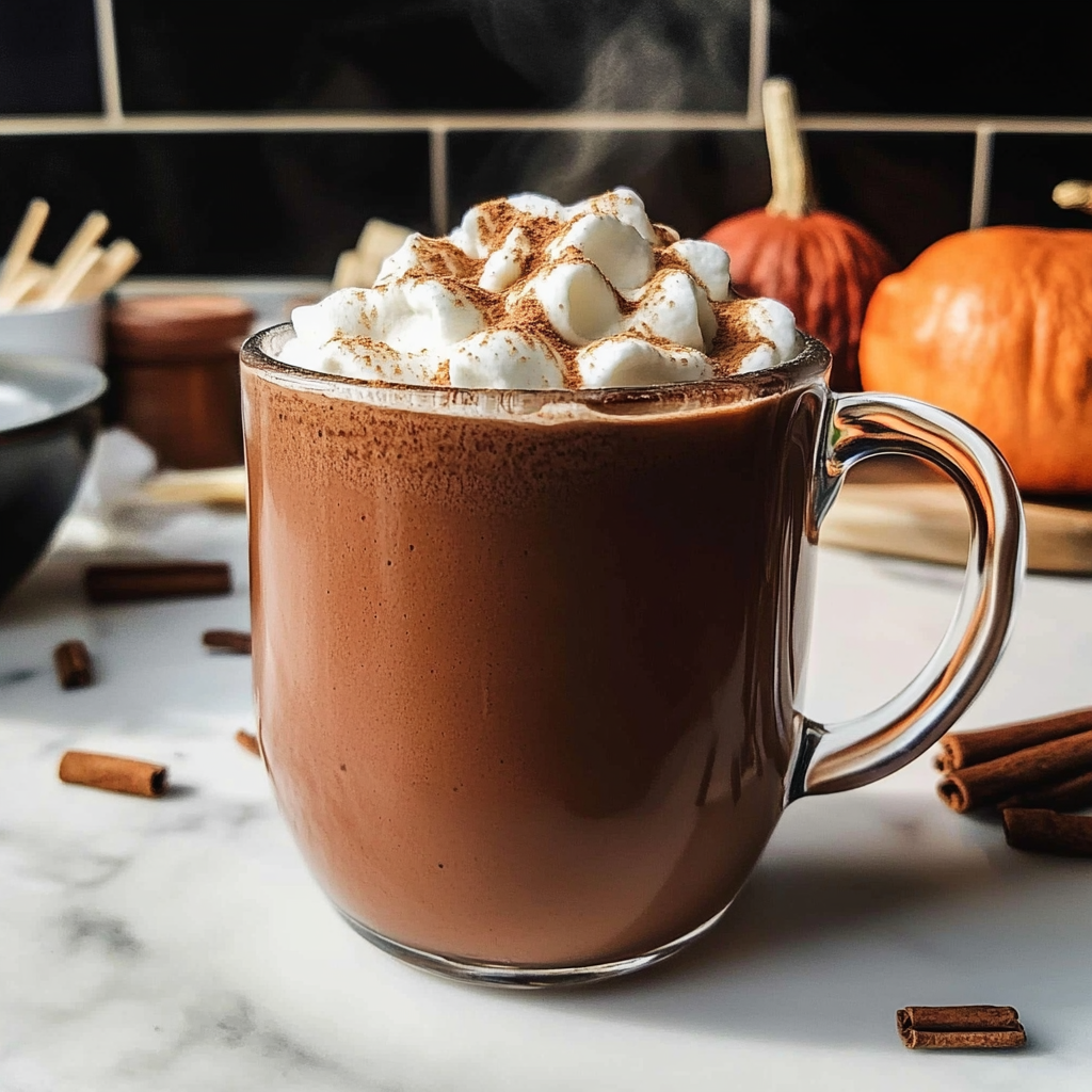 Recipe preparation for Pumpkin Spice Hot Chocolate