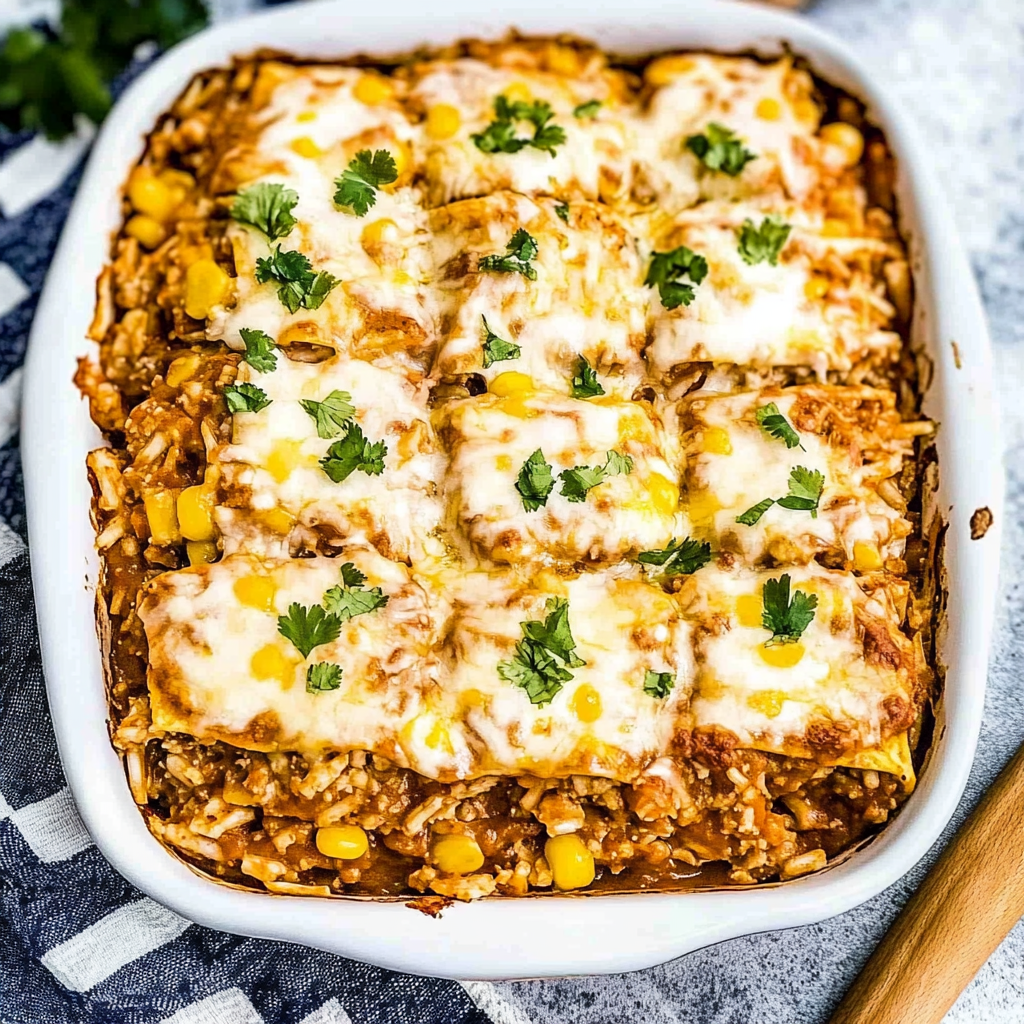 Recipe preparation for Chicken Enchilada Rice Casserole