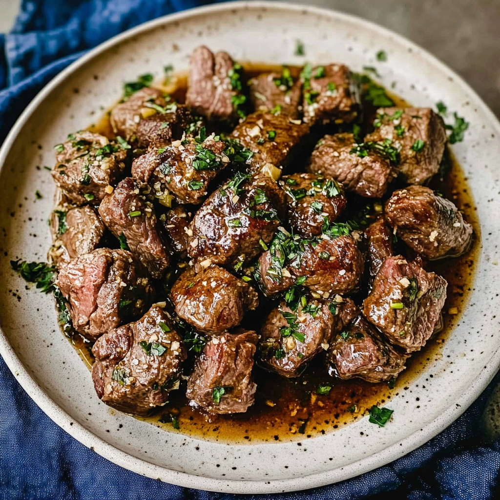 Recipe preparation for Garlic Butter Steak Bites