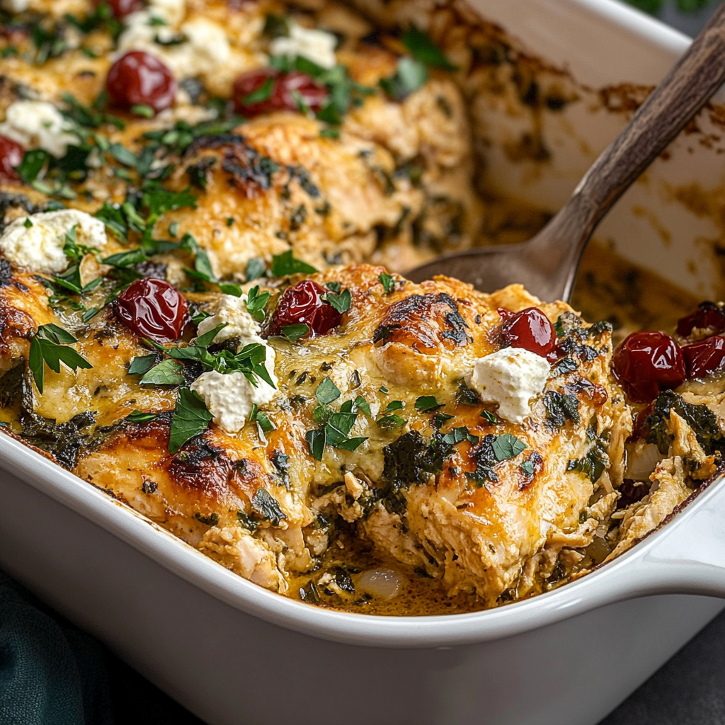 Recipe preparation for Greek Chicken Casserole