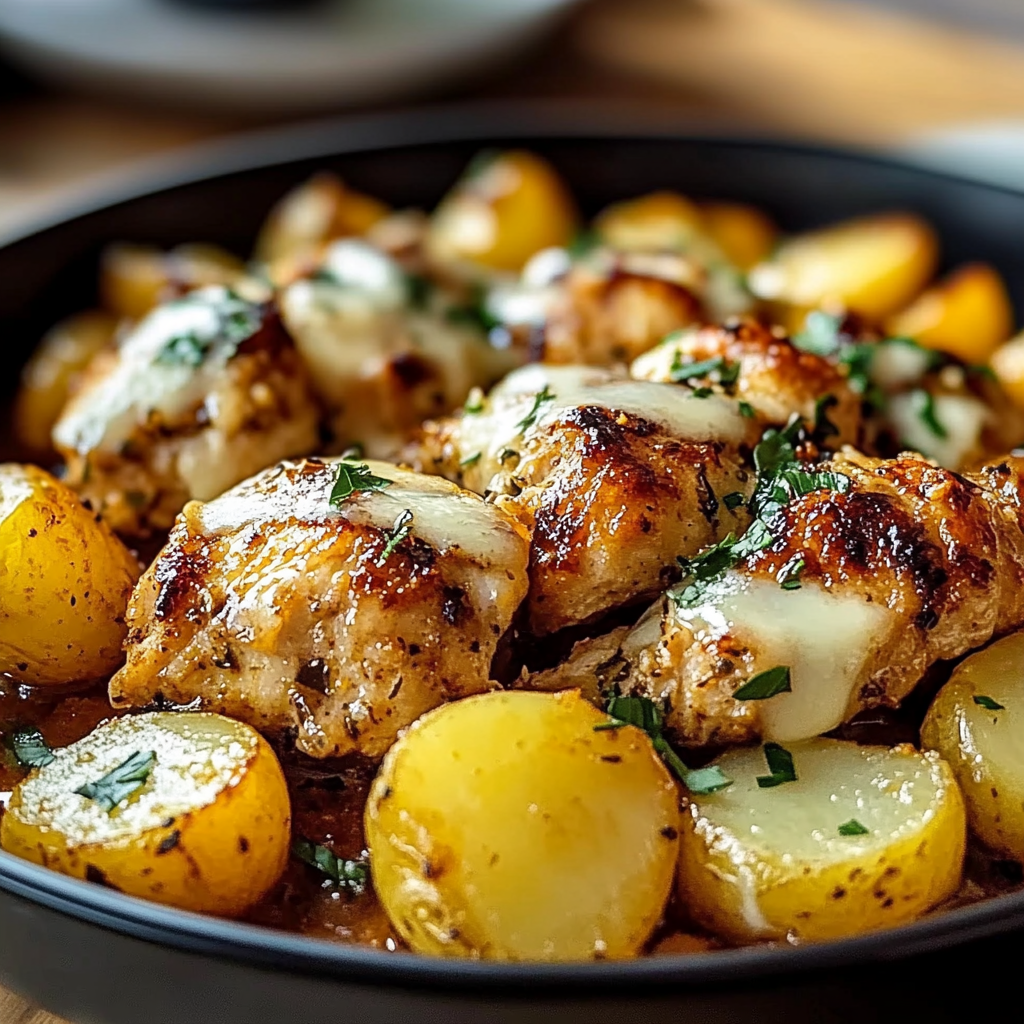 Recipe preparation for Garlic Parmesan Chicken Potatoes