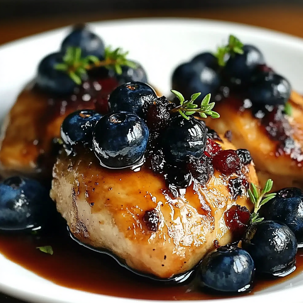 Recipe preparation for Blueberry Thyme Chicken