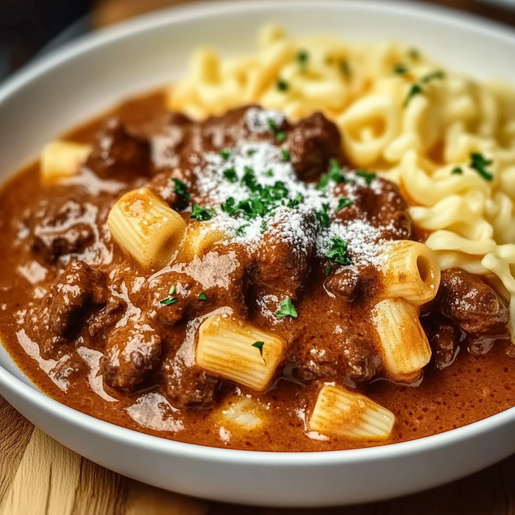 Recipe preparation for Creamy German Goulash