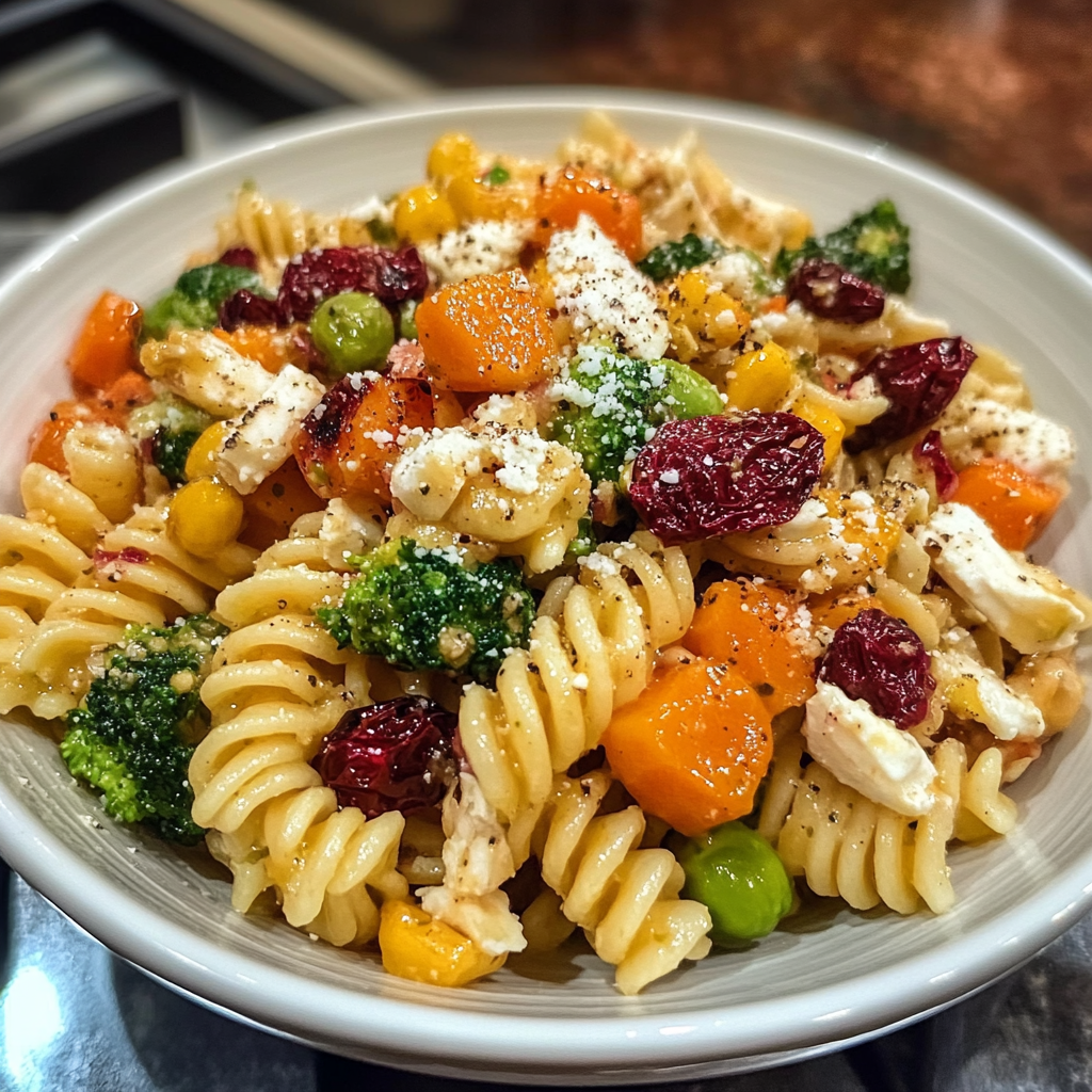 Recipe preparation for Fall Harvest Pasta Salad