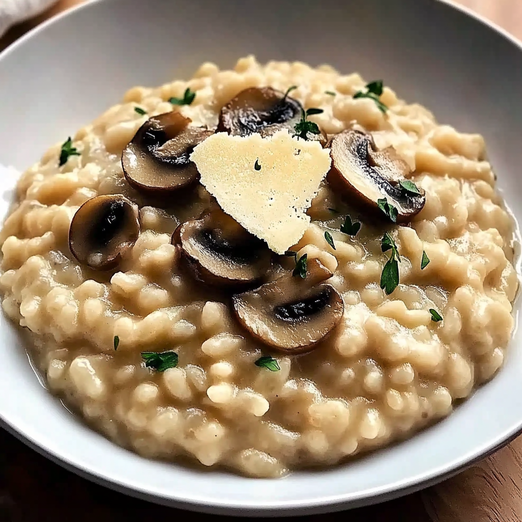 Recipe preparation for Creamy Mushroom Risotto