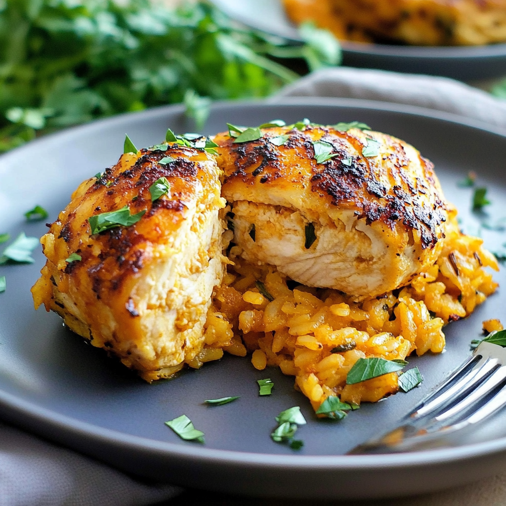 Recipe preparation for Pumpkin Rice Stuffed Chicken