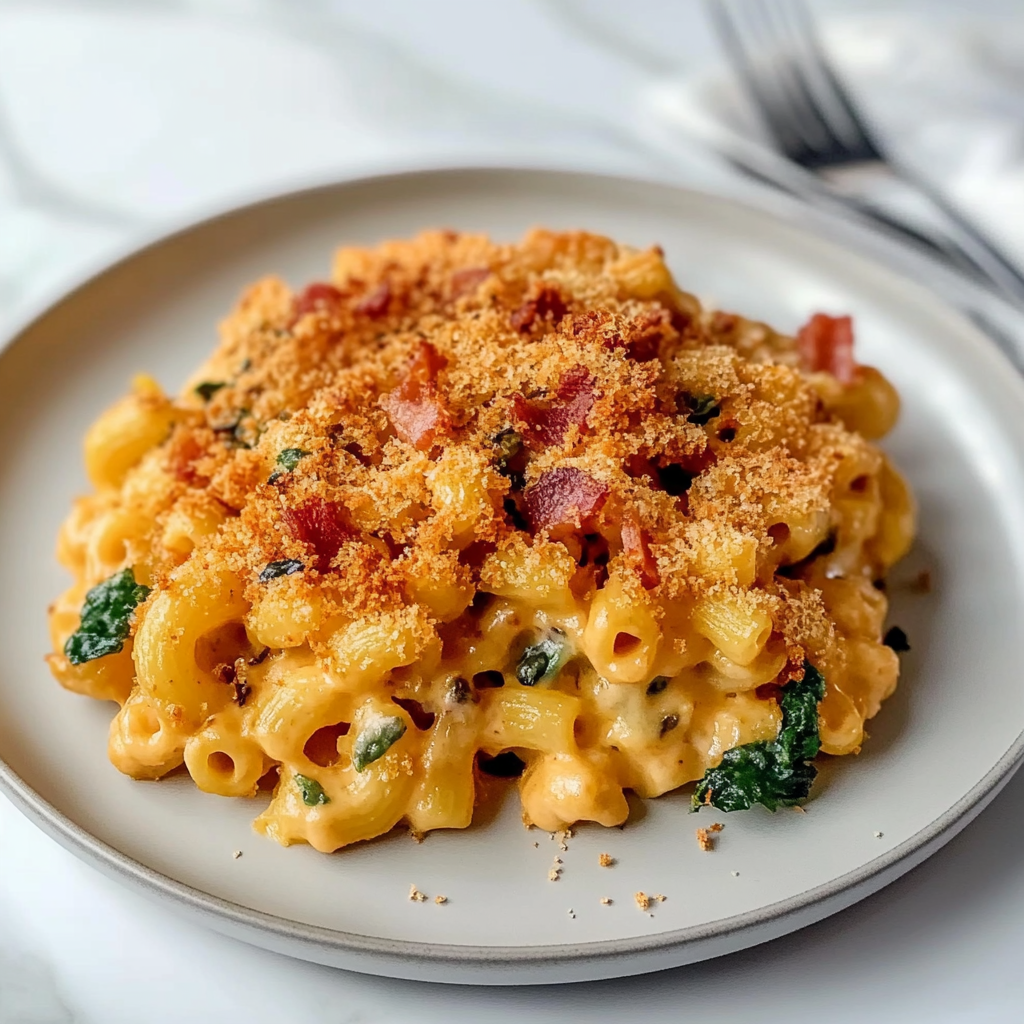 Recipe preparation for Pumpkin Mac and Cheese with Bacon