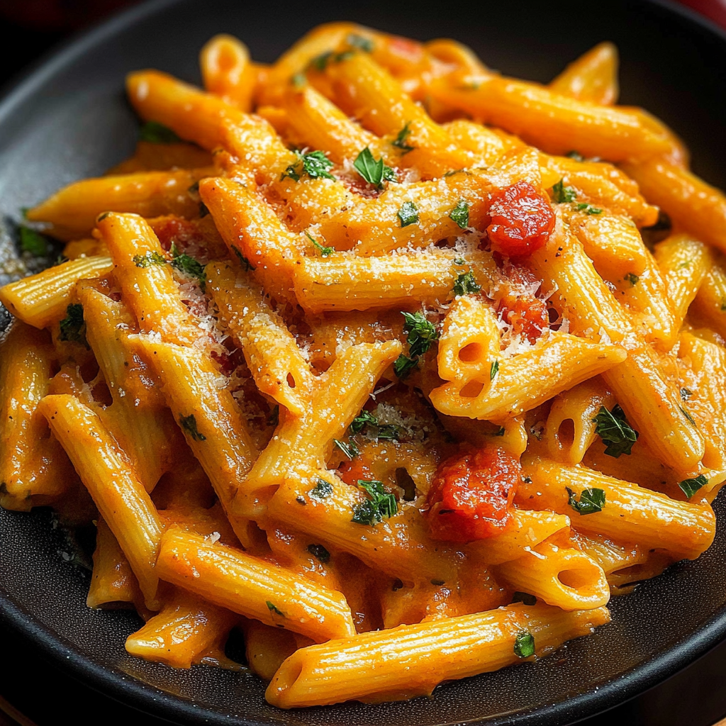Recipe preparation for Creamy Tomato Pasta