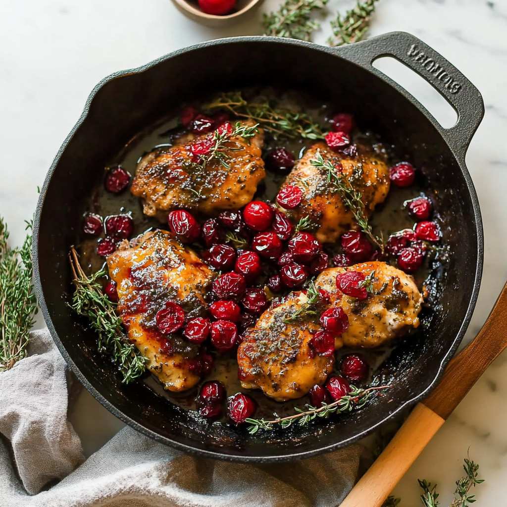 Recipe preparation for Balsamic Cranberry Chicken Skillet