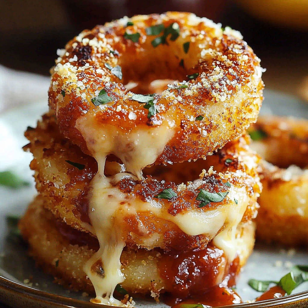 Recipe preparation for Stuffed Pizza Onion Rings