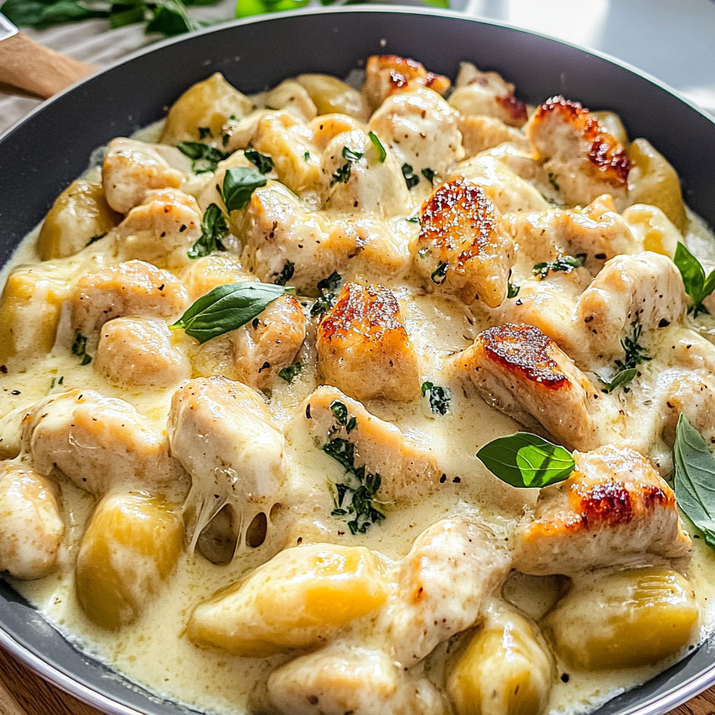 Recipe preparation for Chicken Alfredo Gnocchi