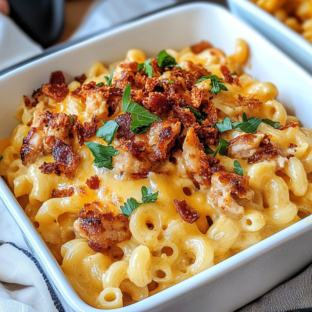 Recipe preparation for BBQ Chicken Mac and Cheese