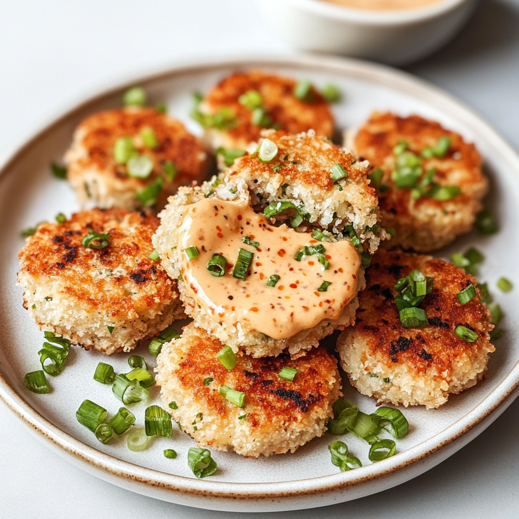 Recipe preparation for Crispy Asian-style Tuna Cakes with Spicy Mayo