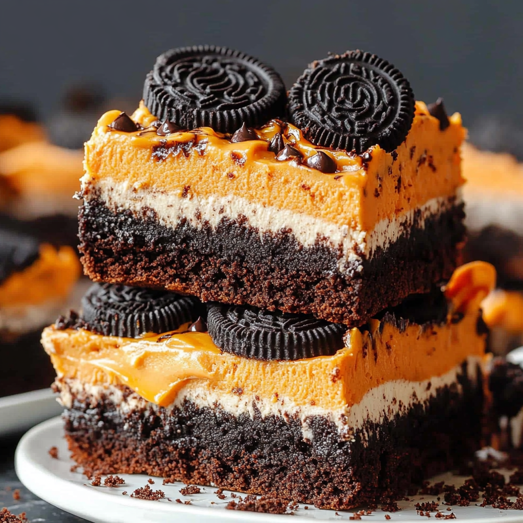 Recipe preparation for Oreo Layered Halloween Brownies