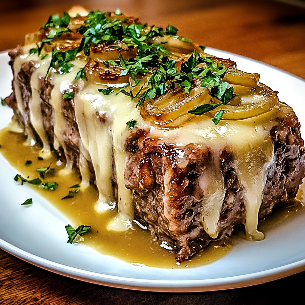 Recipe preparation for Crockpot French Onion Beefloaf