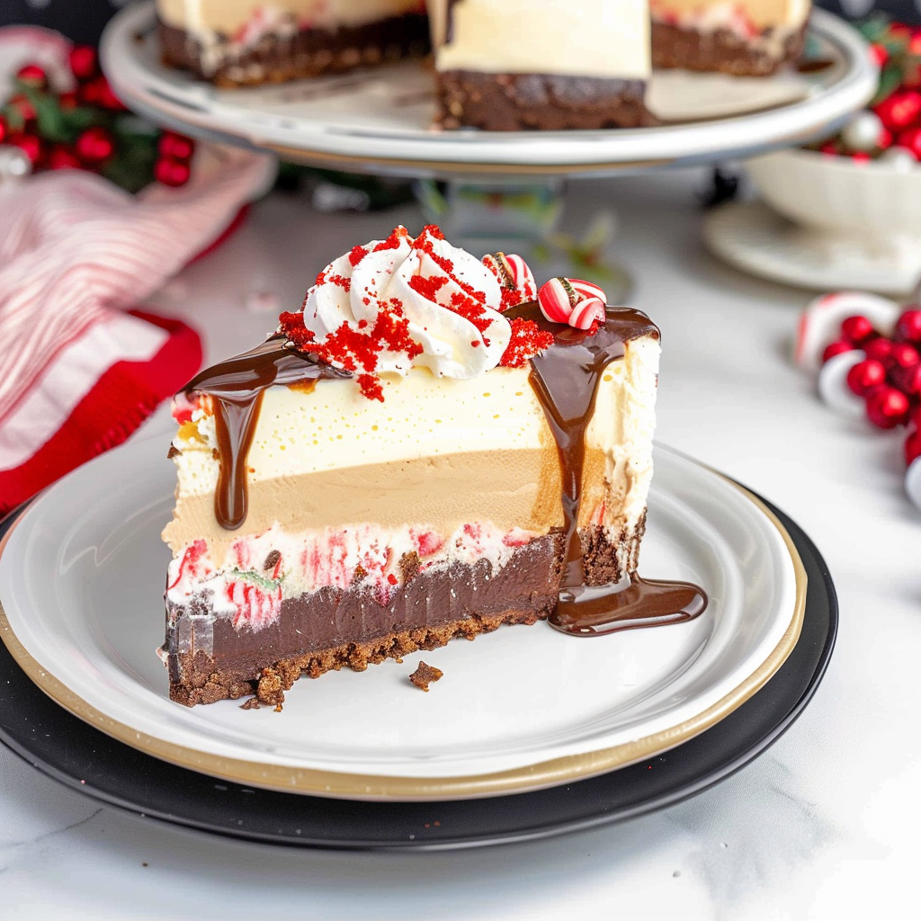 Recipe preparation for Peppermint Bark Cheesecake
