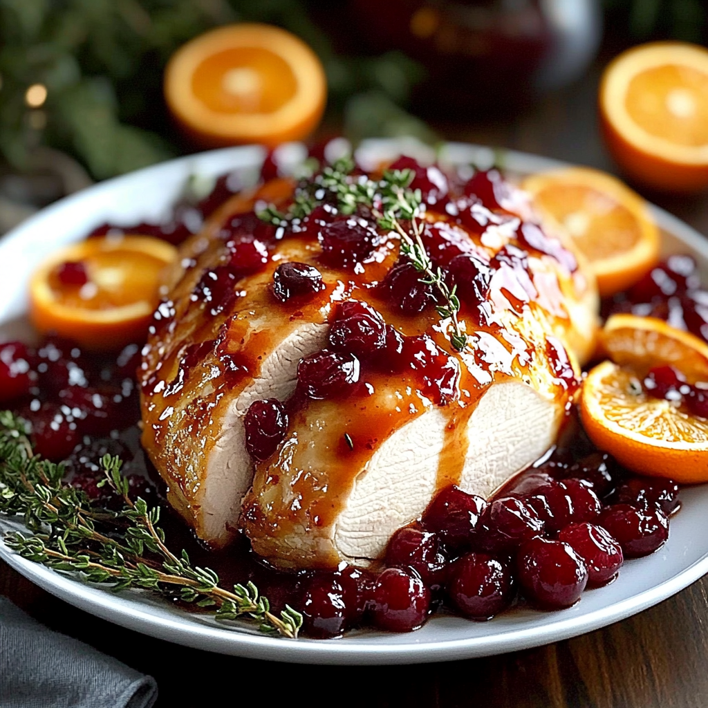 Recipe preparation for Cranberry Orange Glazed Turkey Chicken