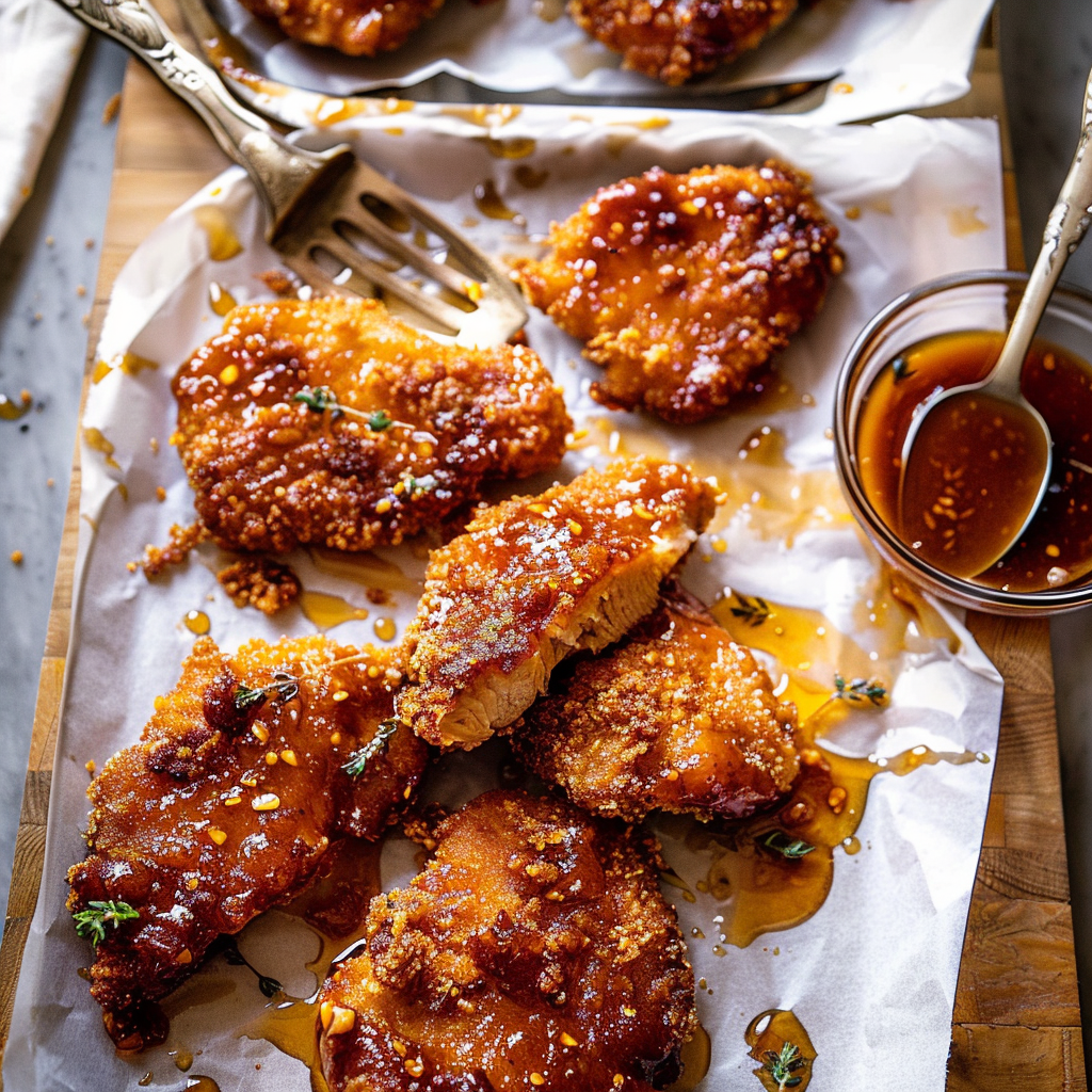 Recipe preparation for Baked Crunchy Hot Honey Chicken