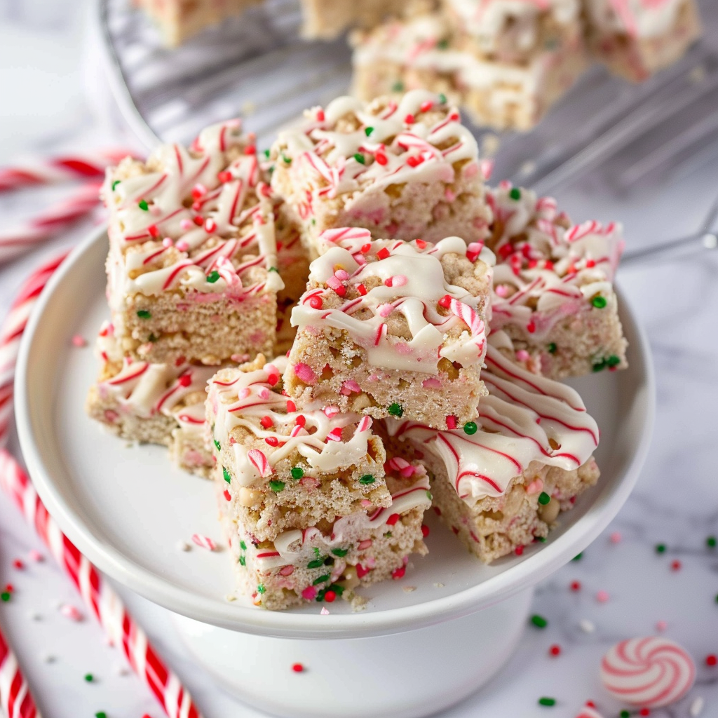 Recipe preparation for Candy-Cane Rice Krispie Treats