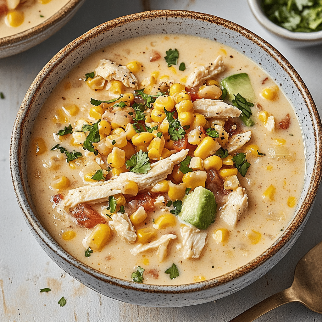 Recipe preparation for Mexican Street Corn White Chicken Chili Recipe