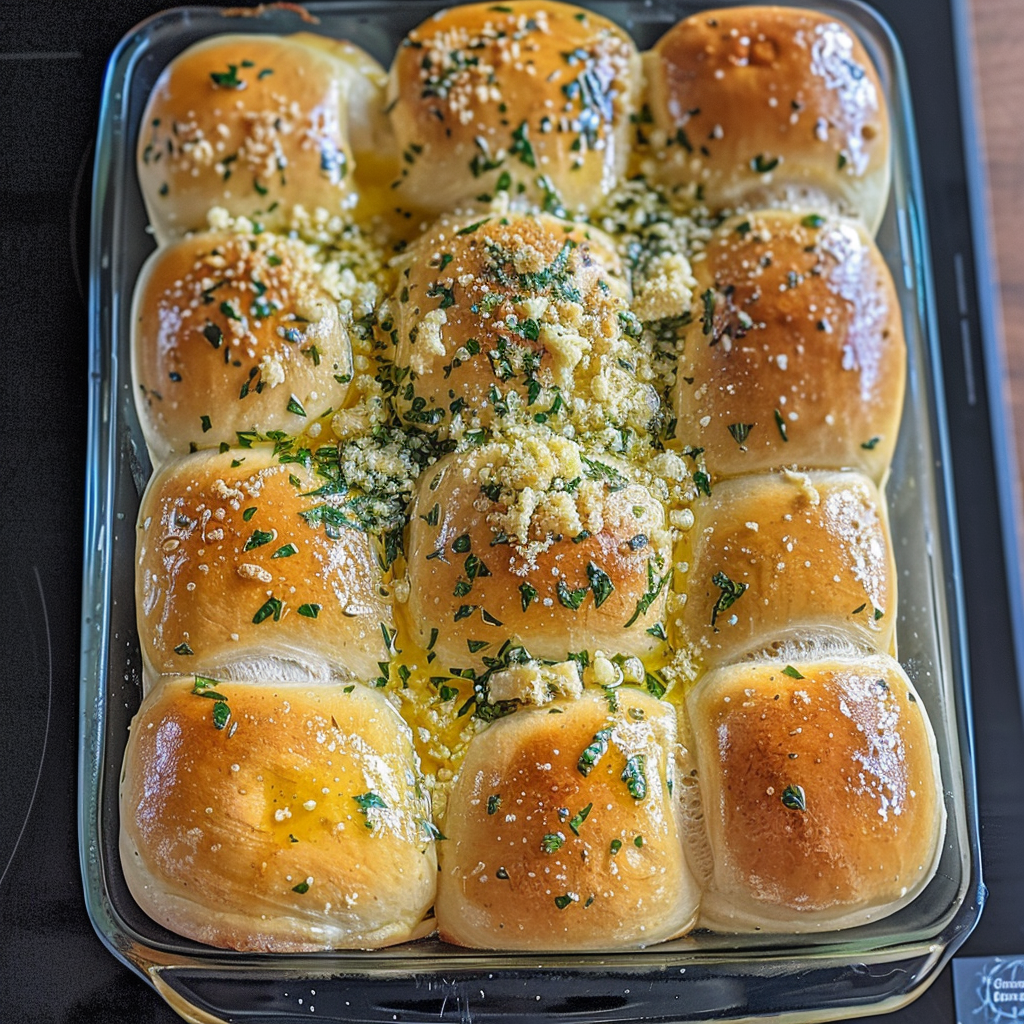 Recipe preparation for Garlic & Rosemary Pull-Apart Dinner Rolls