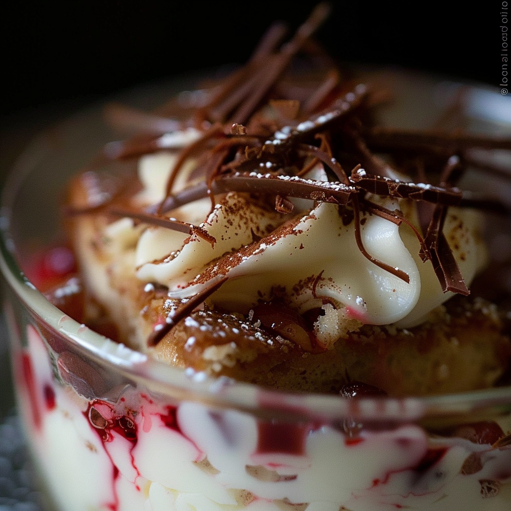 Recipe preparation for Peppermint Mocha Tiramisu Trifle