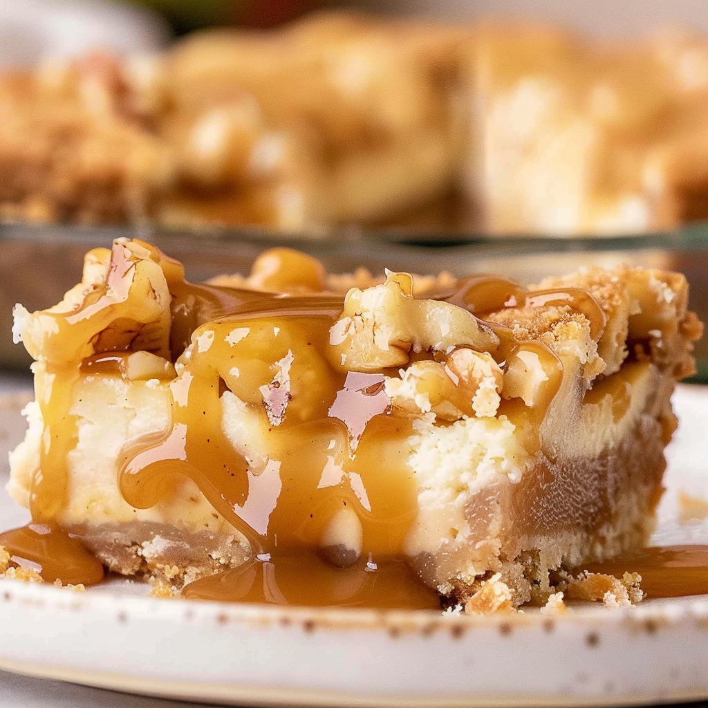 Recipe preparation for Caramel Apple Cheesecake Bars