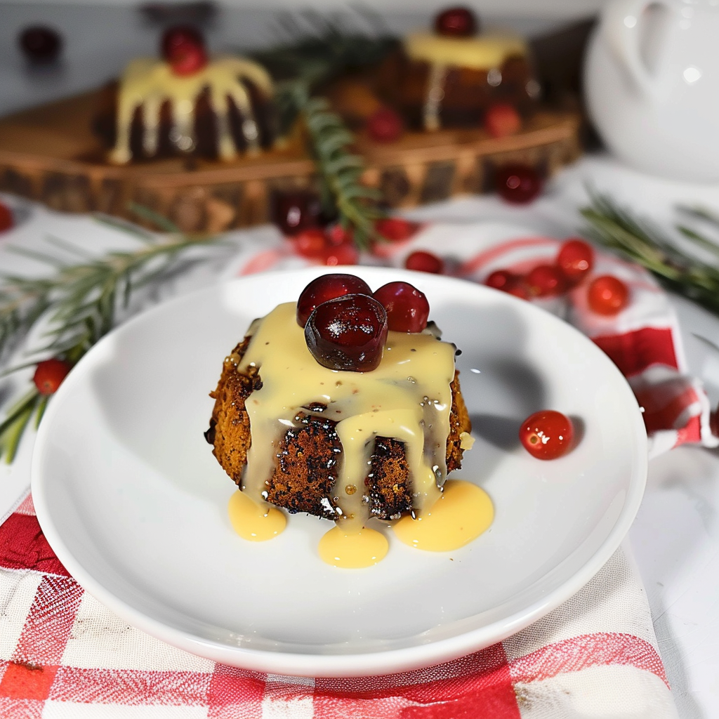 Recipe preparation for Rum Soaked Plum Pudding Muffins