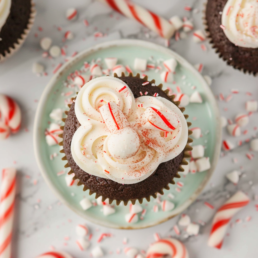 Recipe preparation for Hot Cocoa Swirl Cupcakes with Candy-Cane Icing