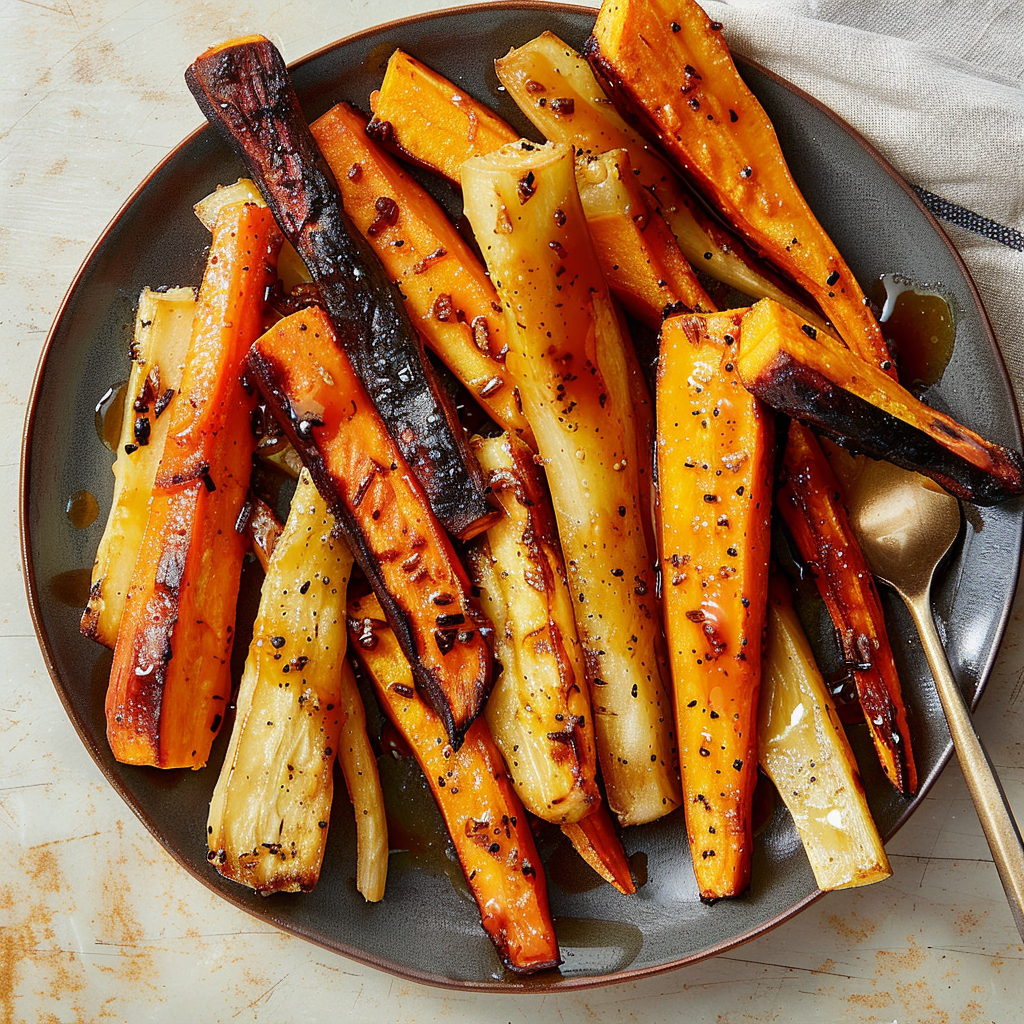 Recipe preparation for Roasted Carrot & Parsnip Trio with Honey Glaze