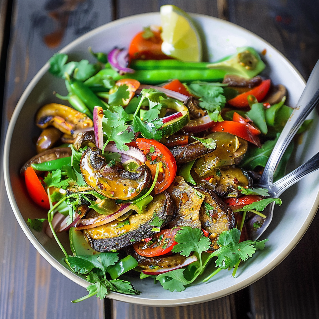 Recipe preparation for Portobello Mushroom Salad