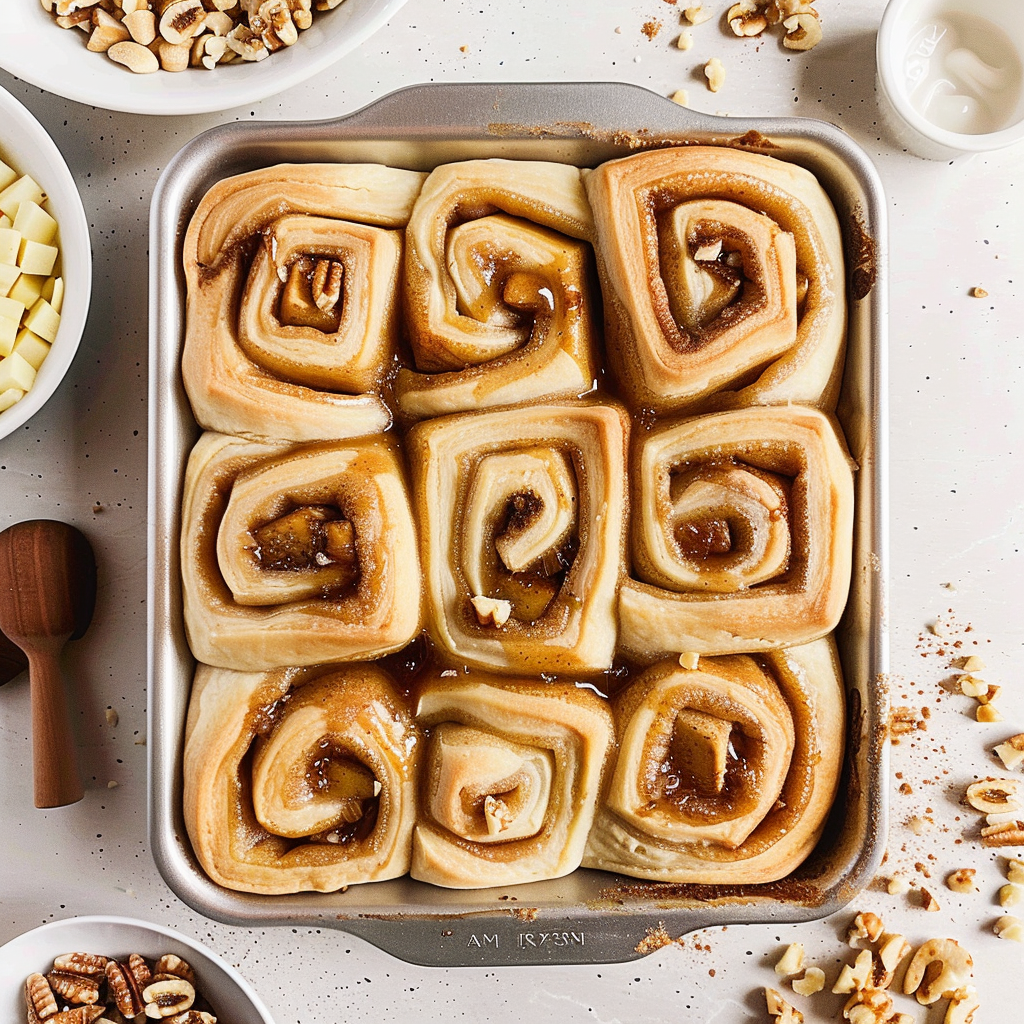 Recipe preparation for Cinnamon Roll Apple Pie