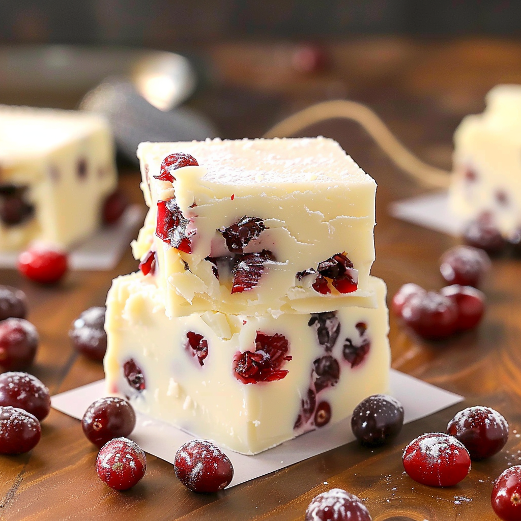 Recipe preparation for White Chocolate Cranberry Fudge